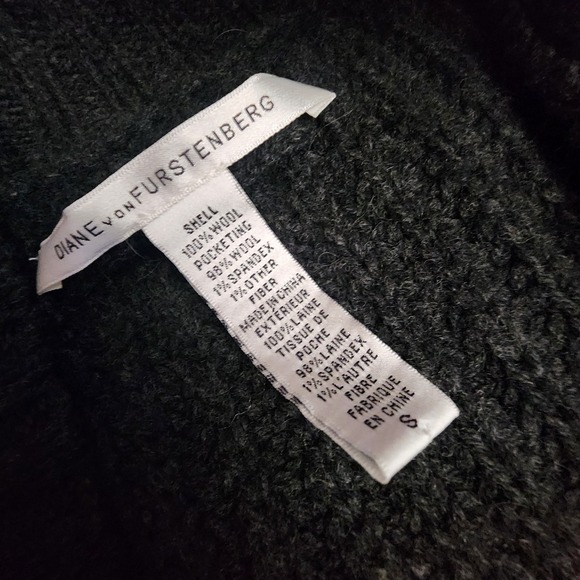 Diane Von Furstenberg Wool Cardigan Sweater Vest S Gray Knit Academia Grunge DVF - Picture 8 of 10